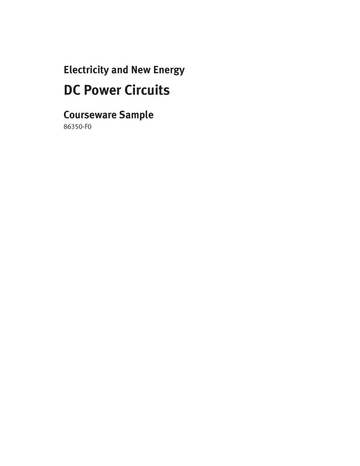 غلاف تقرير Electricity and New Energy: DC Power Circuits