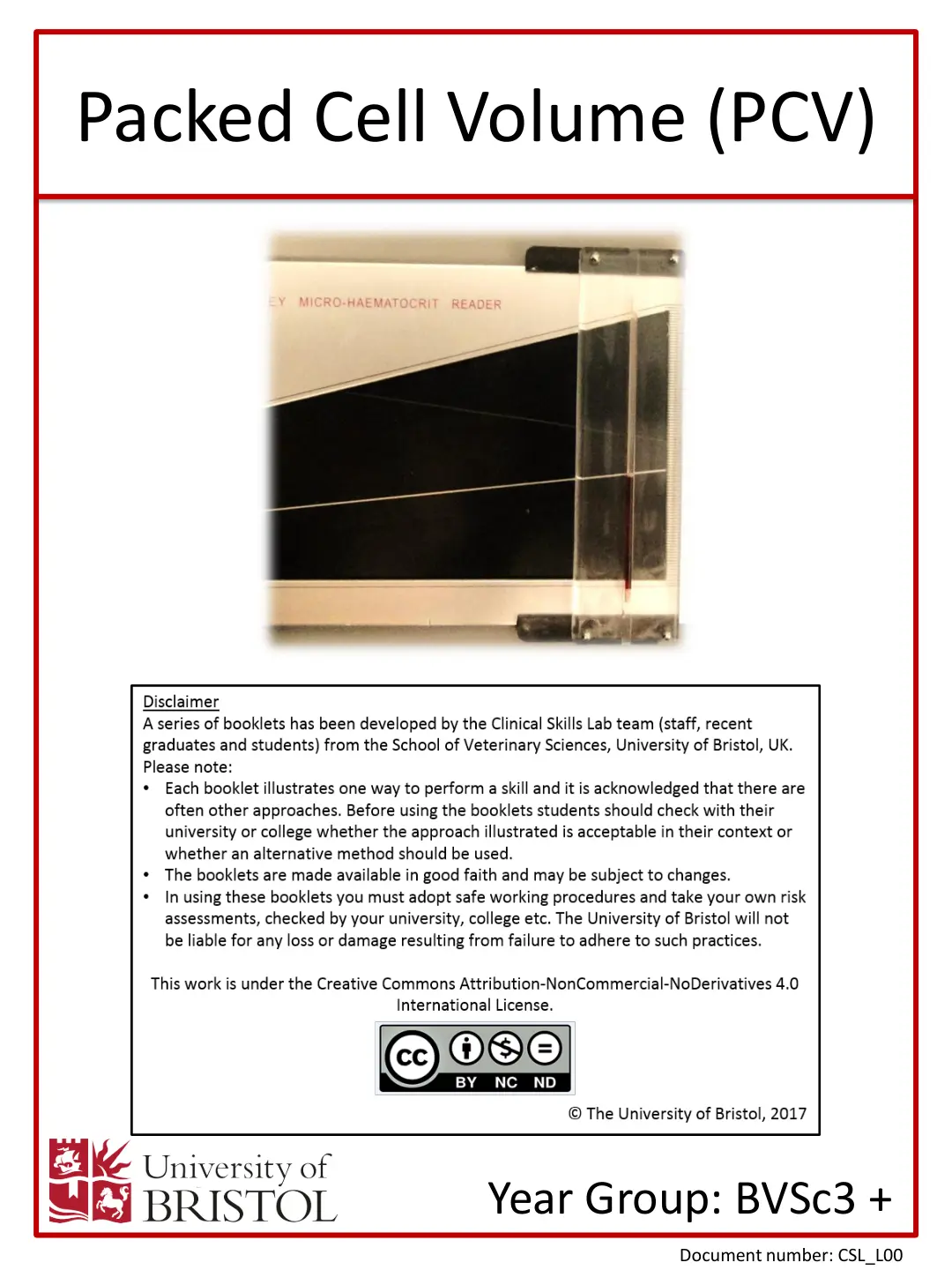 غلاف تقرير Packed Cell Volume (PCV) by MICRO-HAEMATOCRIT READER
