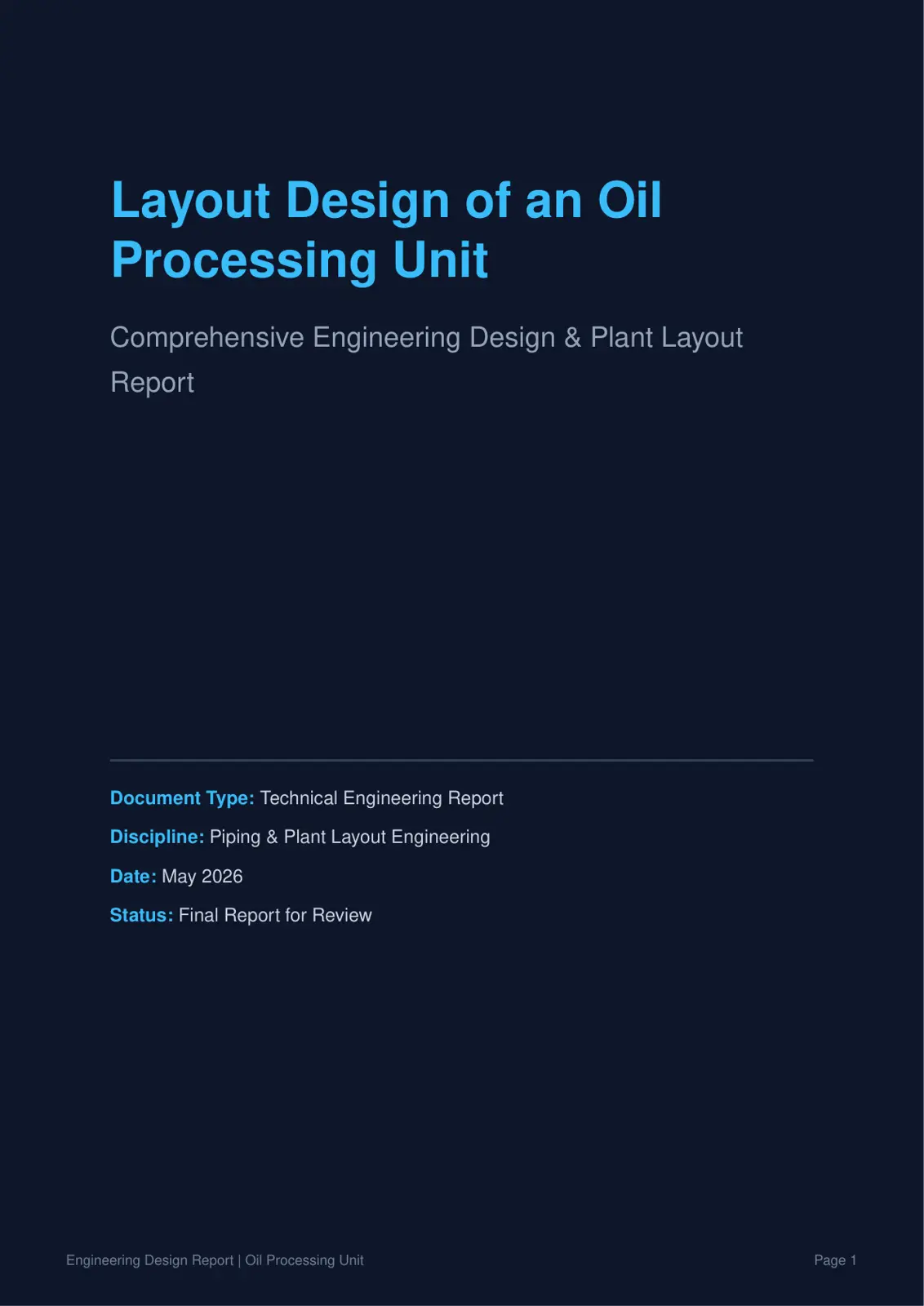 غلاف تقرير Layout Design of an Oil Processing Unit