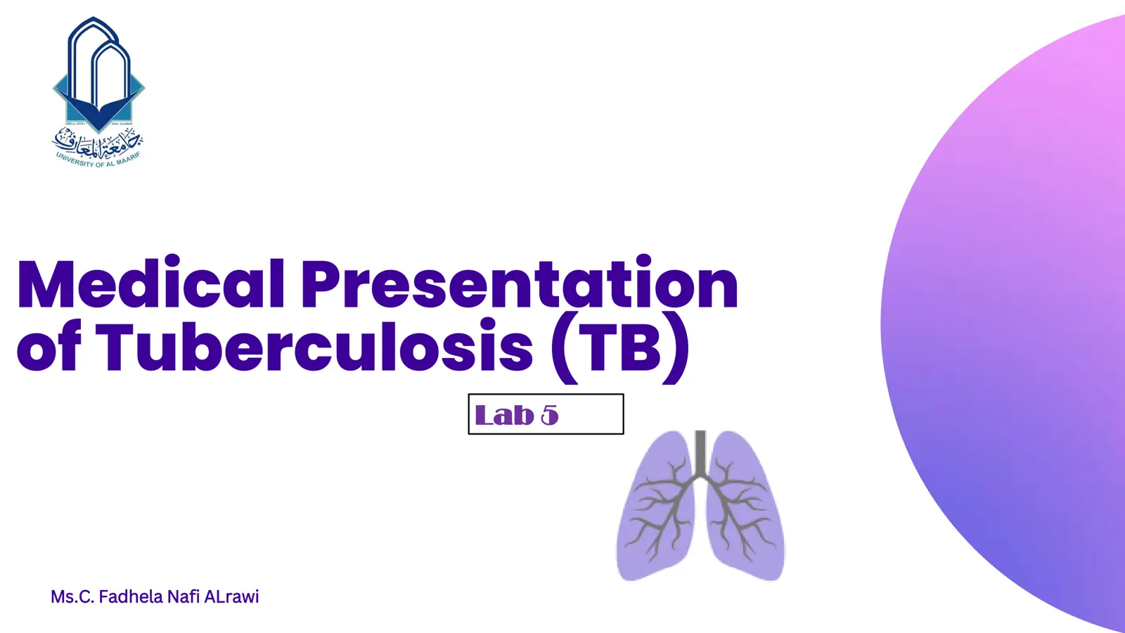غلاف تقرير Medical Presentation of Tuberculosis (TB) Lab 5