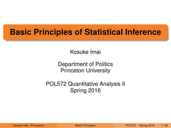 غلاف تقرير Basic Principles of Statistical Inference