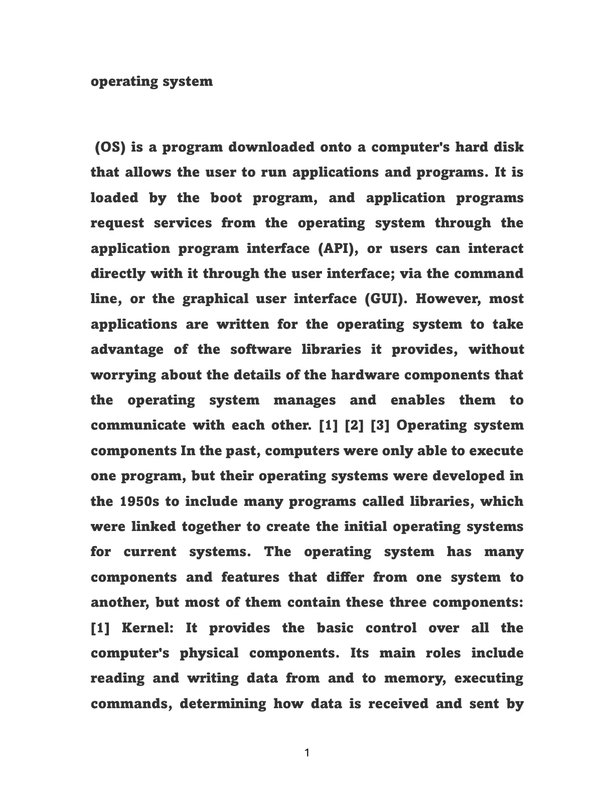 غلاف تقرير Operating System (OS)