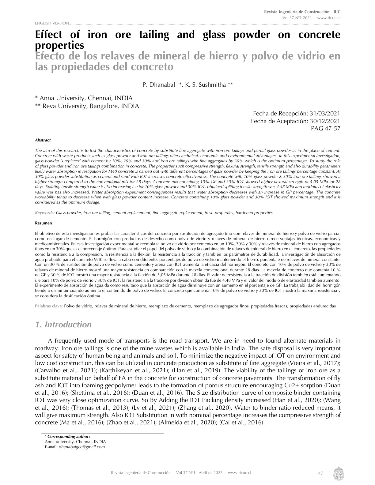 غلاف تقرير Effect of iron ore tailing and glass powder properties on concrete