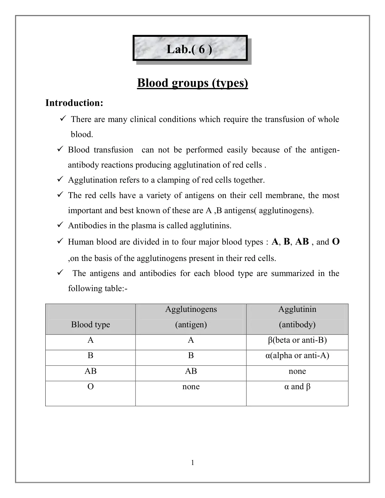 غلاف تقرير Blood groups (types)