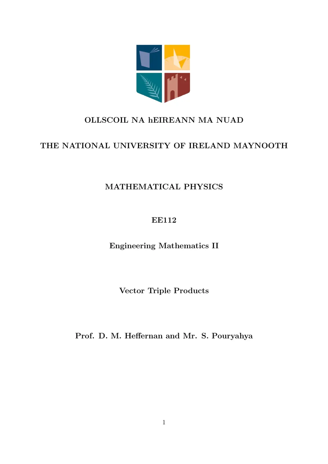غلاف تقرير Engineering Mathematics II - Vector Triple Products