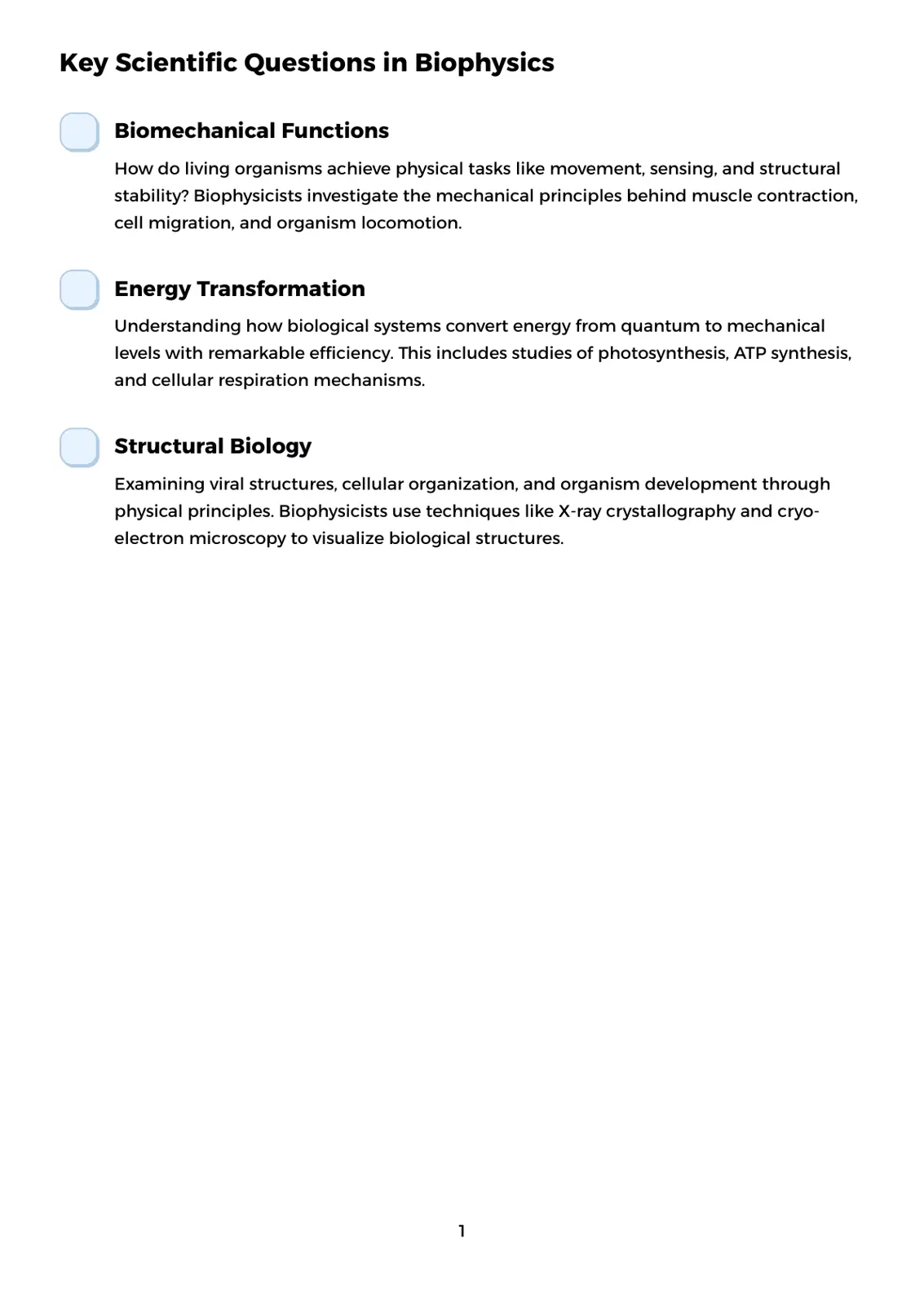 غلاف تقرير Key Scientific Questions in Biophysics