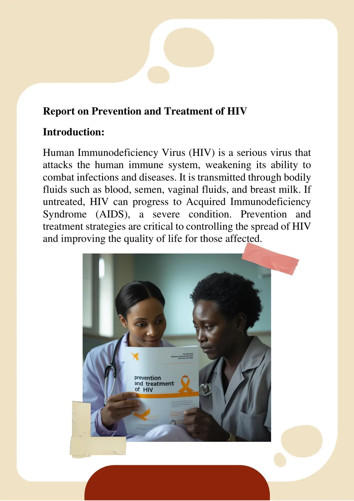 غلاف تقرير Report on Prevention and Treatment of HIV