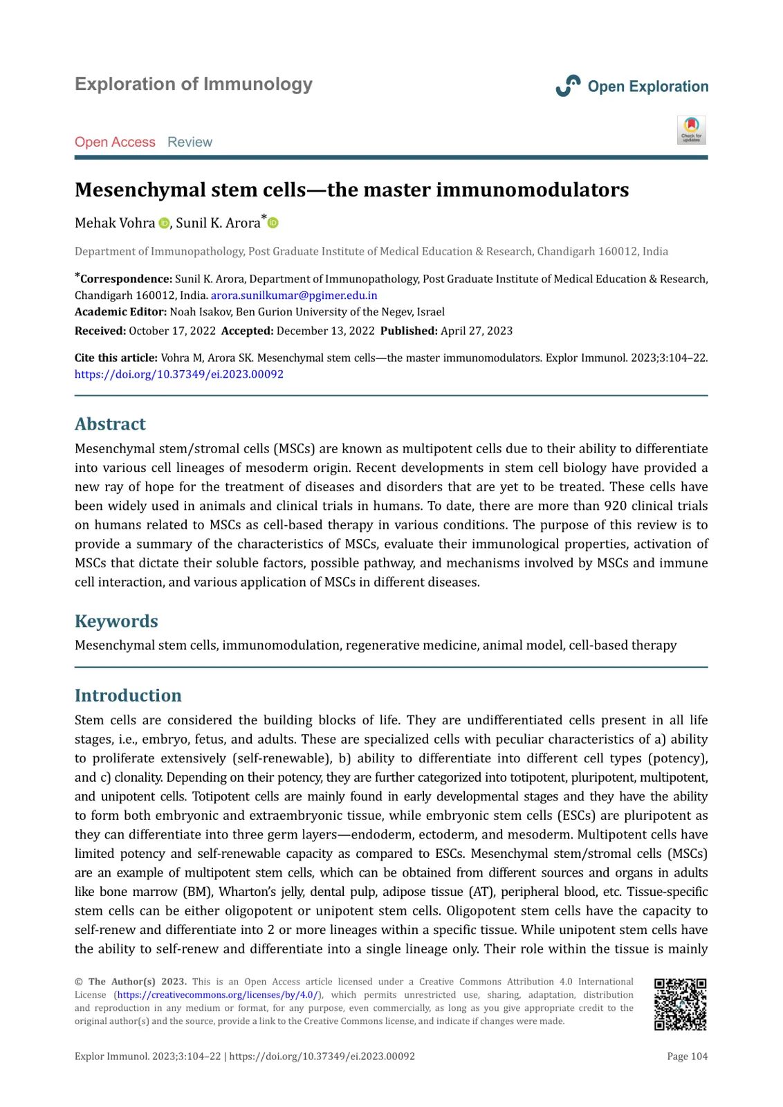 غلاف تقرير Mesenchymal Stem Cells-the Master Immunomodulators