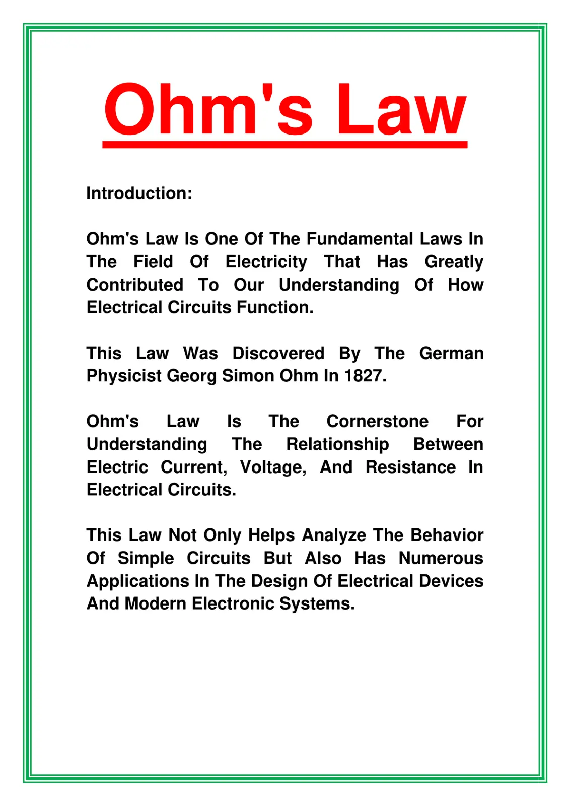 غلاف تقرير Ohm's Law