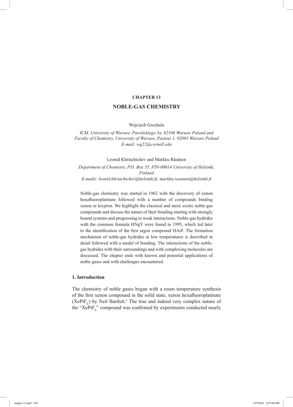 غلاف تقرير CHAPTER 13 NOBLE-GAS CHEMISTRY