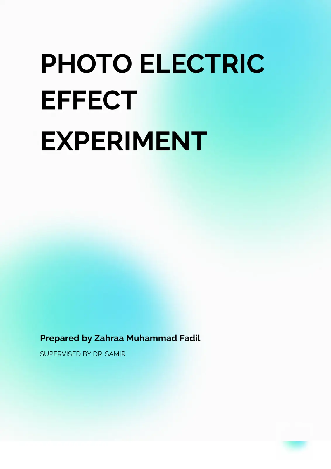غلاف تقرير Photo Electric Effect Experiment
