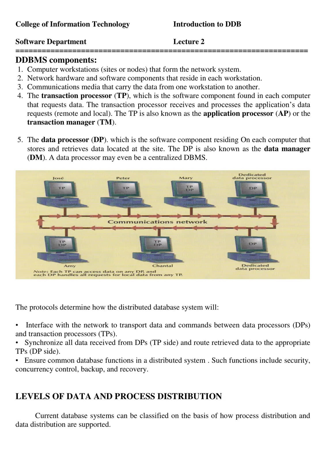 غلاف تقرير Introduction to DDB Lecture 2