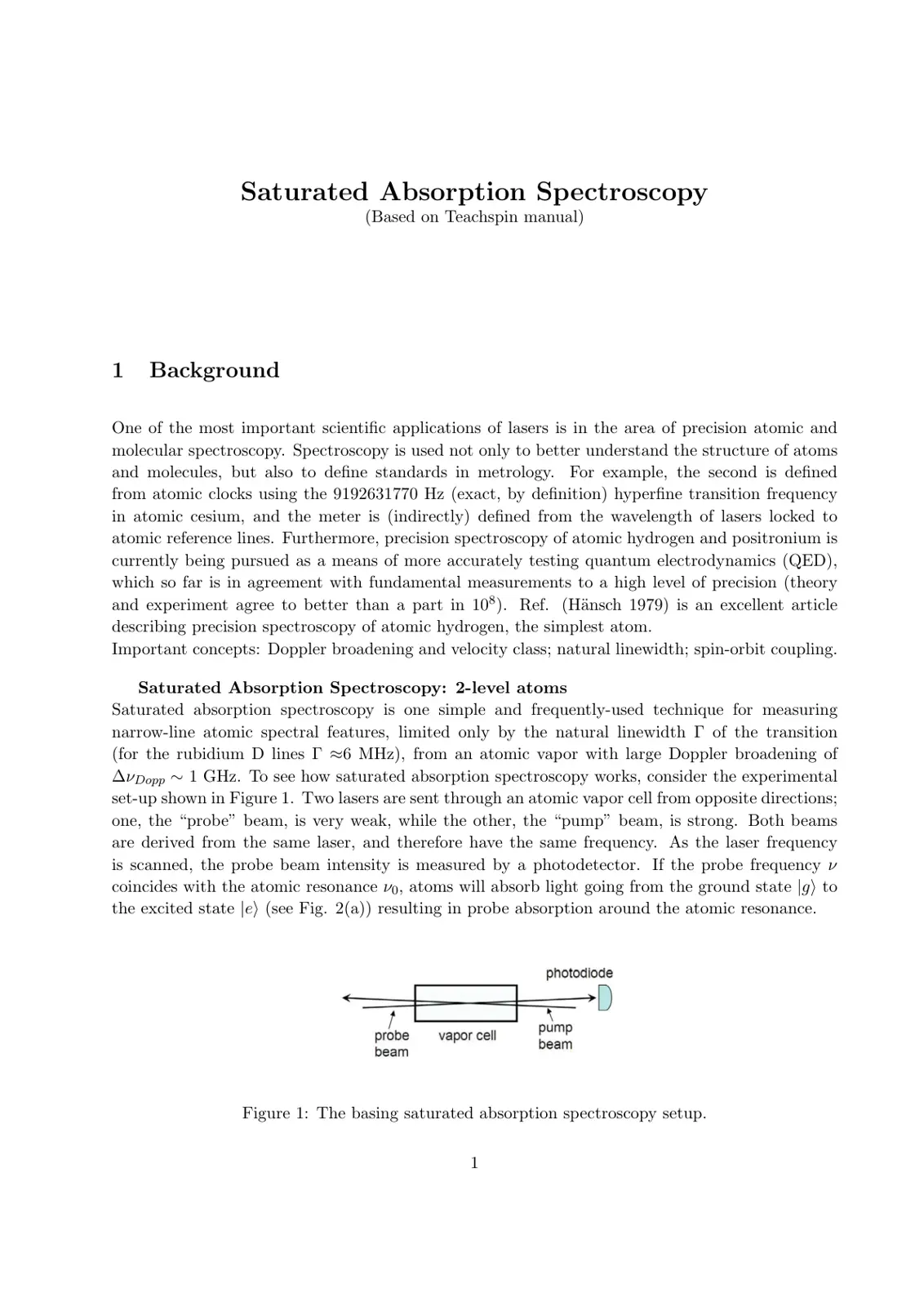 غلاف تقرير Saturated Absorption Spectroscopy