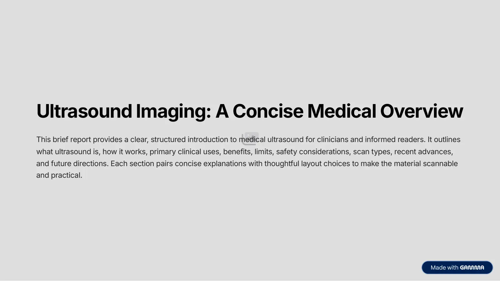 غلاف تقرير Ultrasound Imaging: A Concise Medical Overview