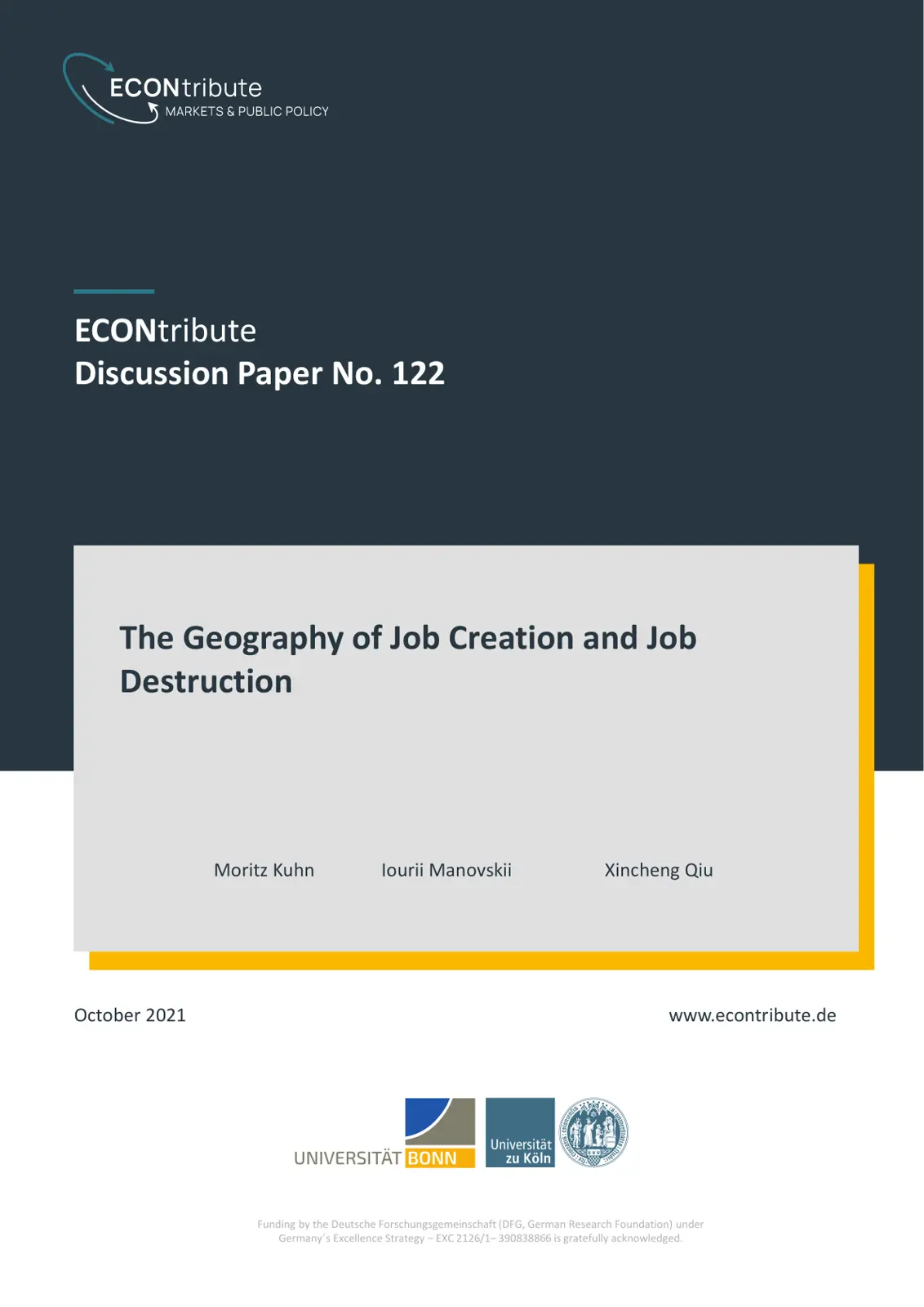 غلاف تقرير The Geography of Job Creation and Job Destruction