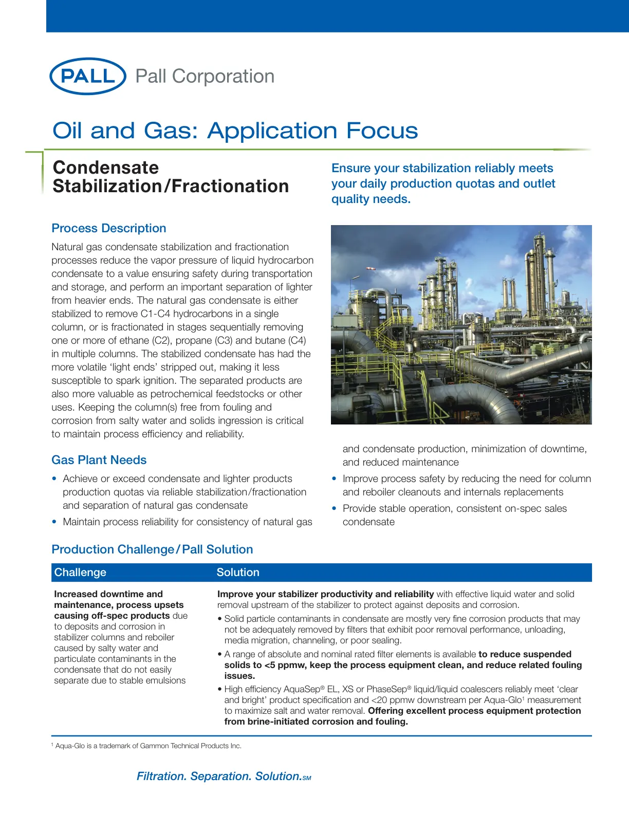 غلاف تقرير Condensate Stabilization/Fractionation Process Description