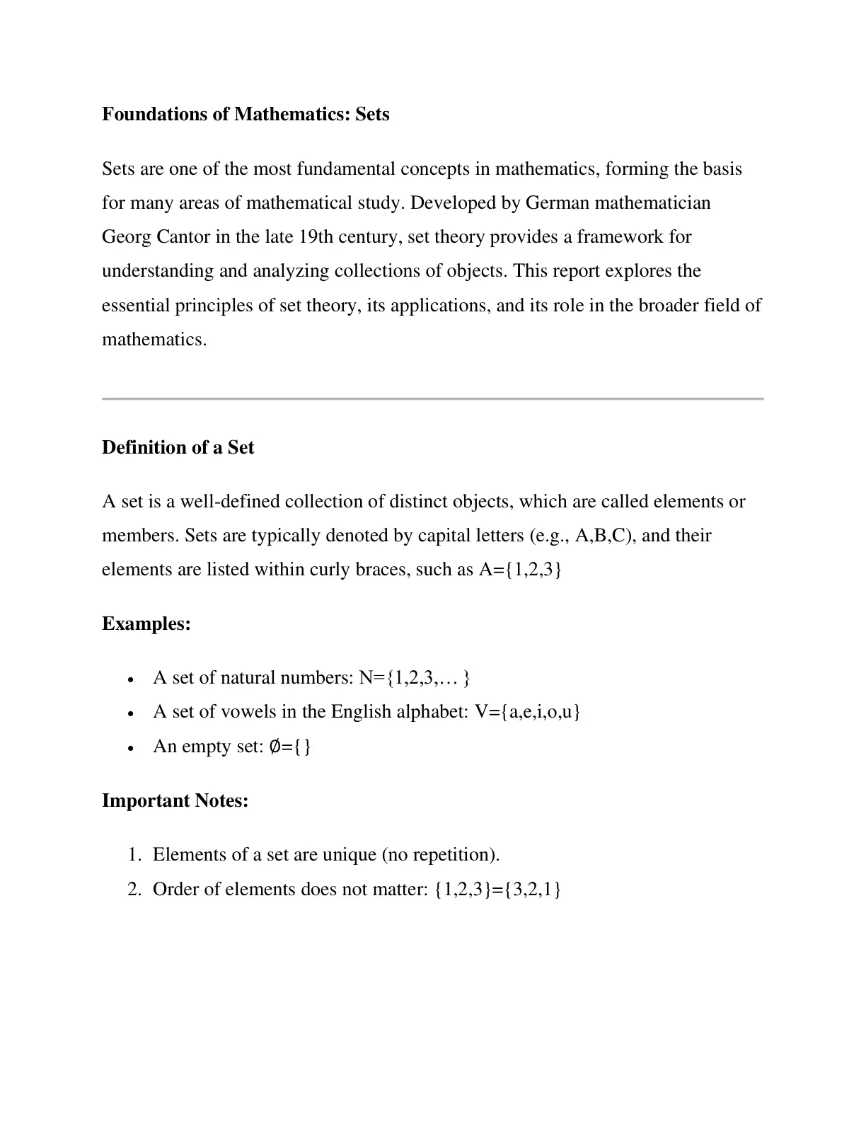 غلاف تقرير Foundations of Mathematics: Sets