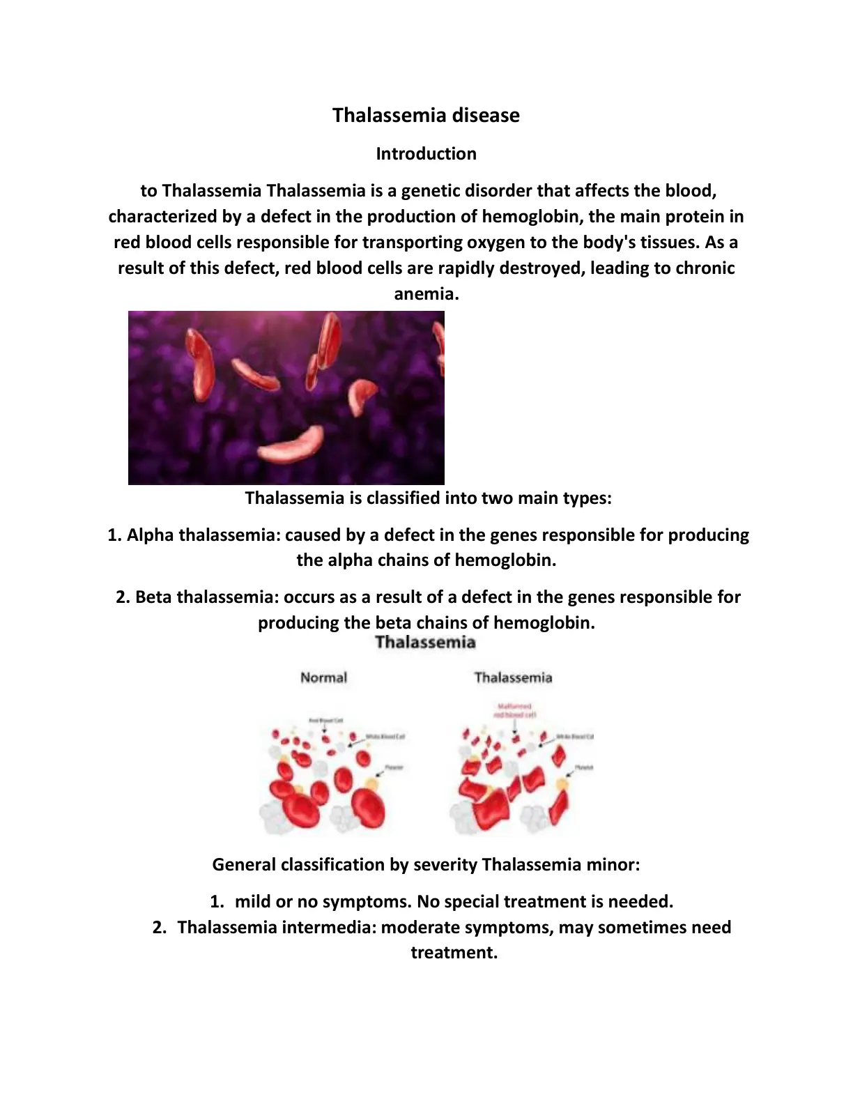 غلاف تقرير Thalassemia disease