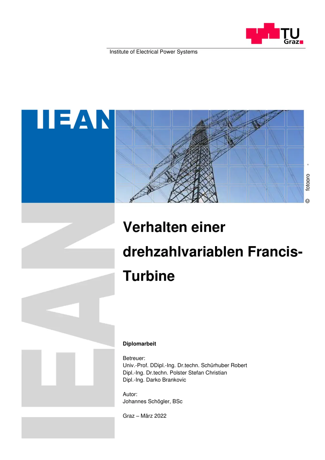غلاف تقرير Verhalten einer drehzahlvariablen Francis-Turbine