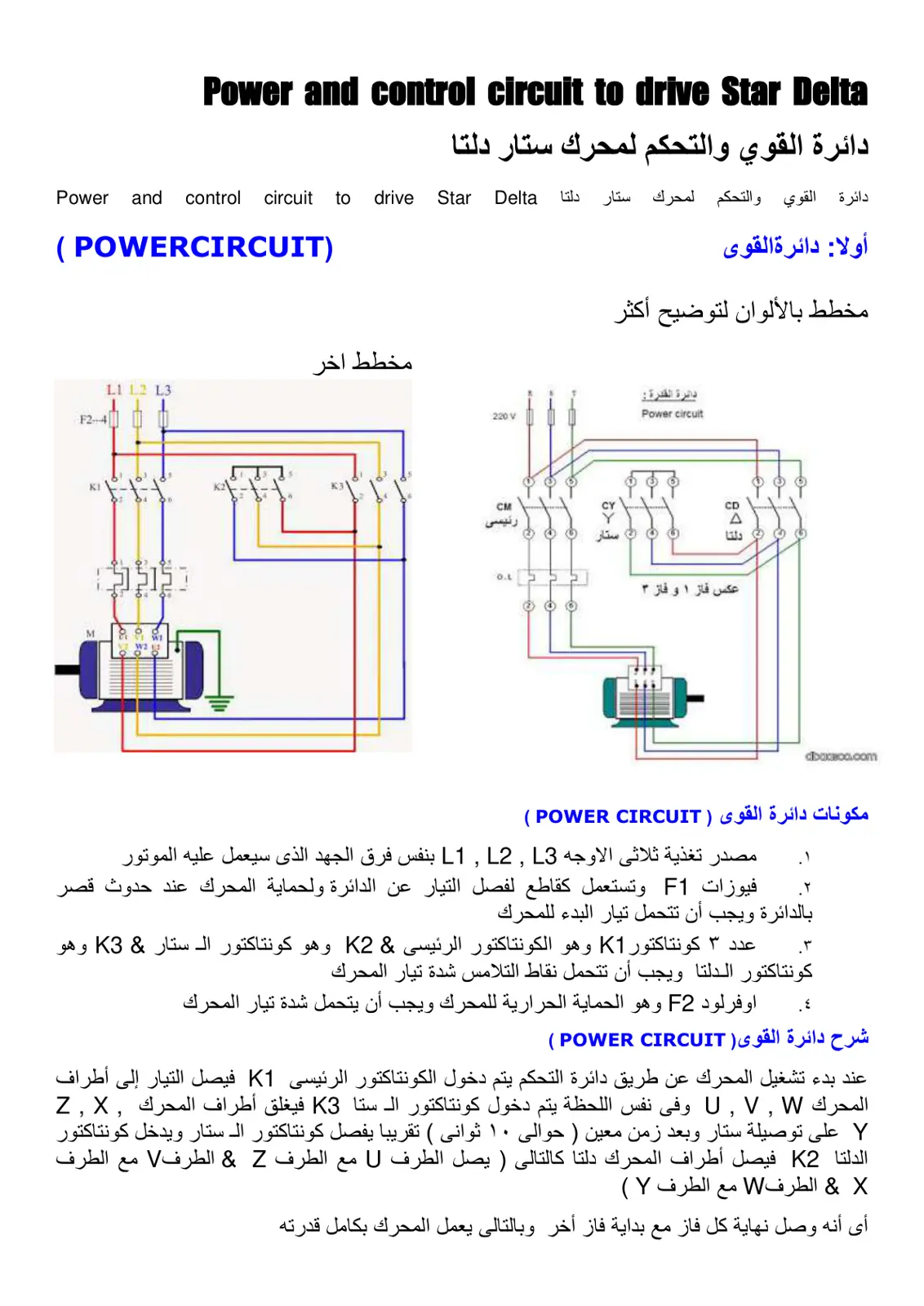 غلاف تقرير دائرة القوي والتحكم لمحرك ستار دلتا