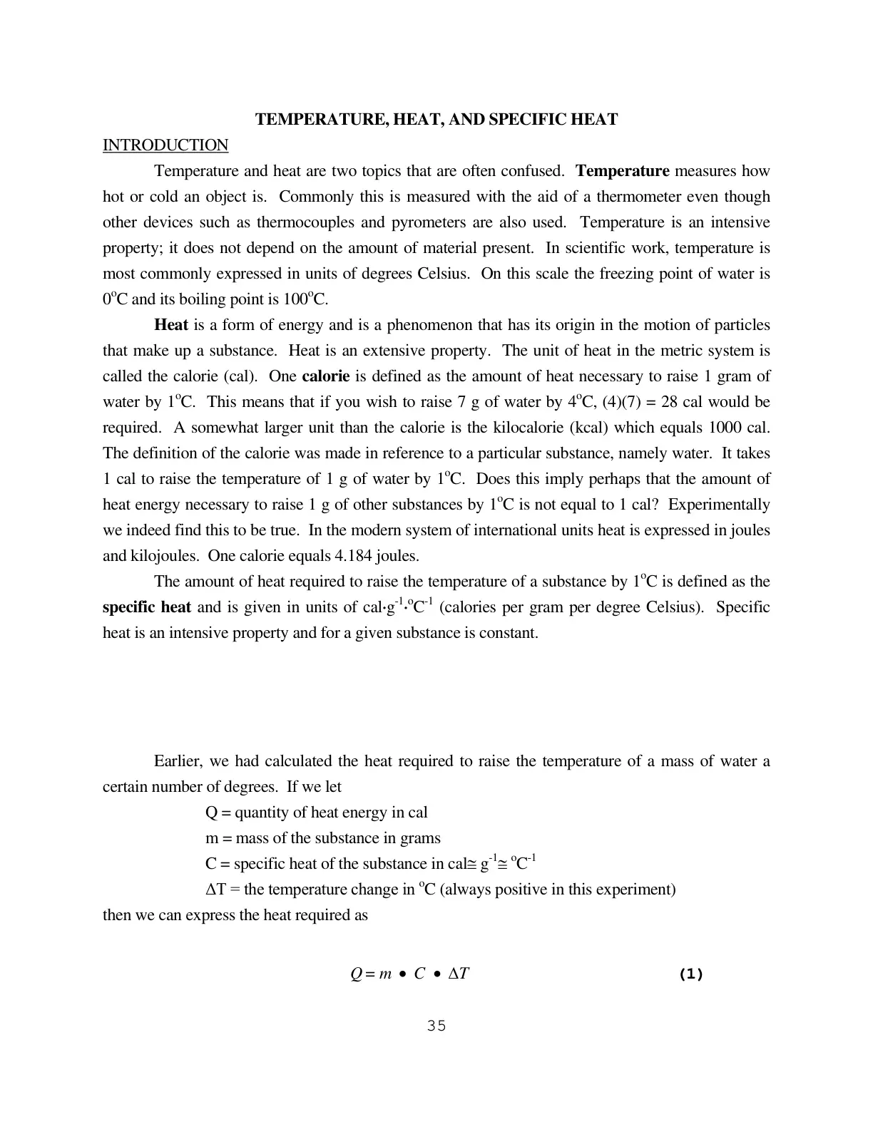 غلاف تقرير INTRODUCTION TEMPERATURE, HEAT, AND SPECIFIC HEAT
