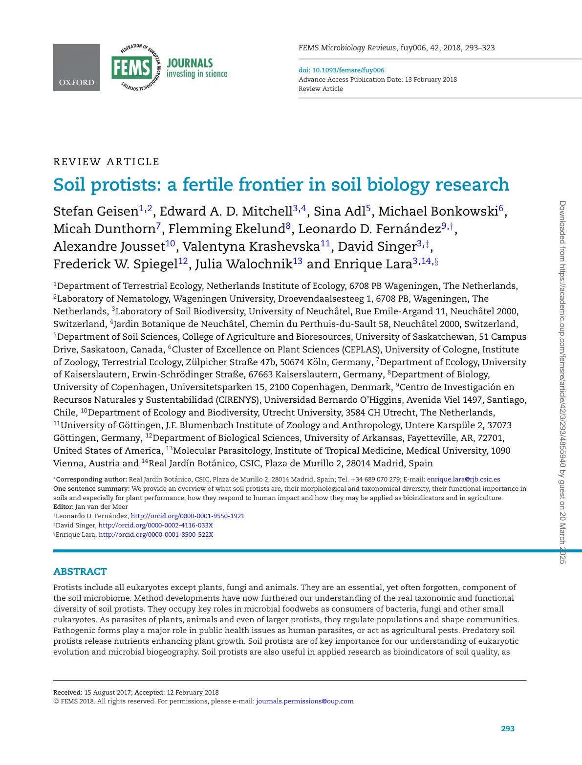 غلاف تقرير Soil protists: a fertile frontier in soil biology research