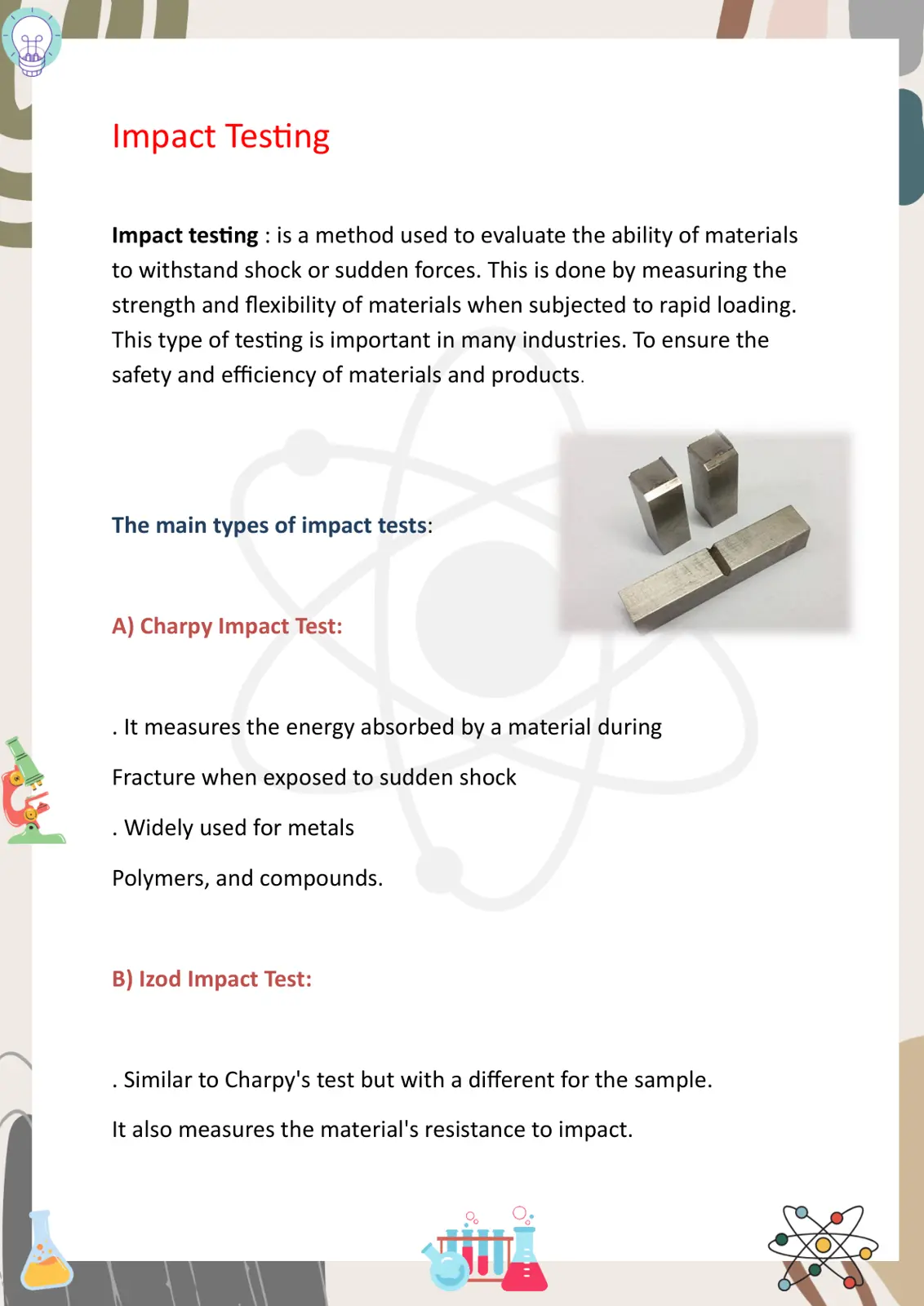 غلاف تقرير Impact Testing