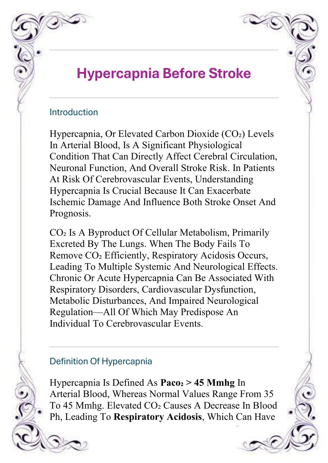 غلاف تقرير Hypercapnia Before Stroke