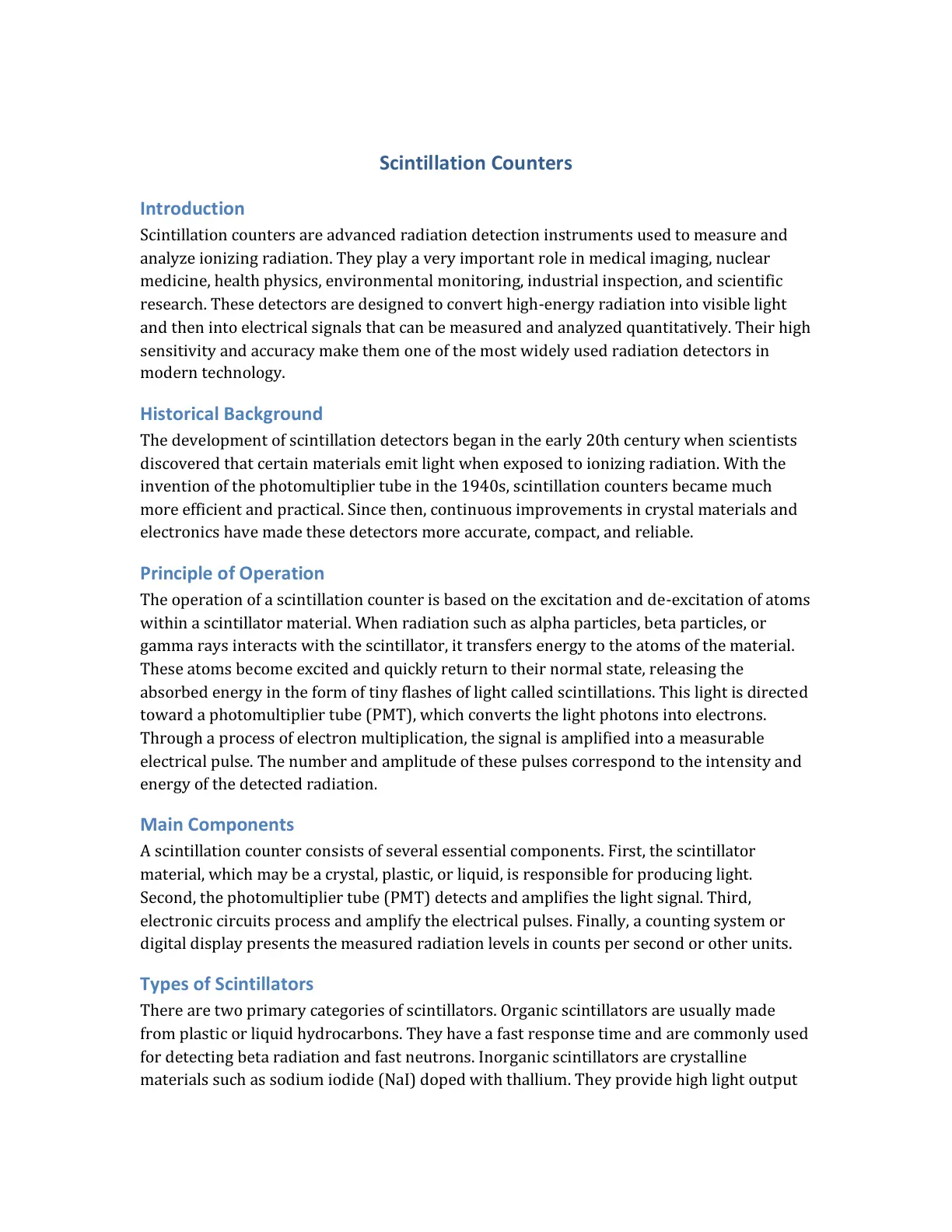 غلاف تقرير Scintillation Counters