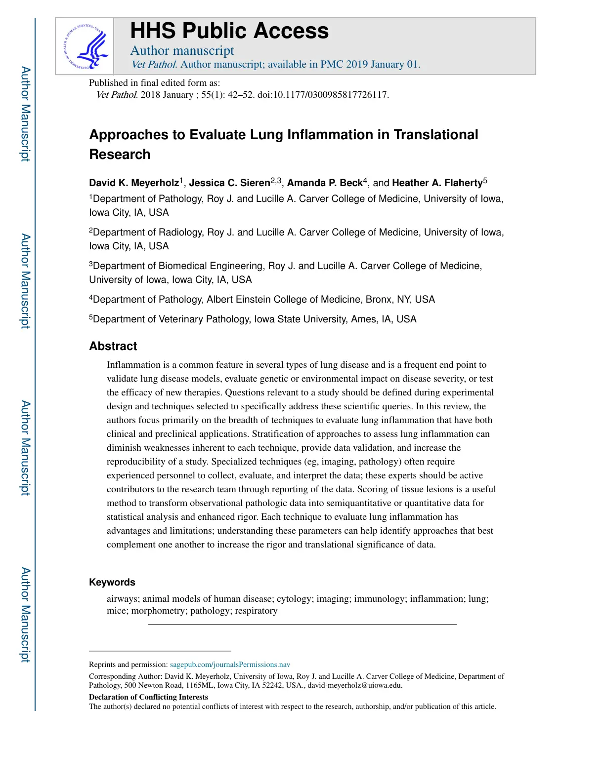 غلاف تقرير Approaches to Evaluate Lung Inflammation in Translational Research