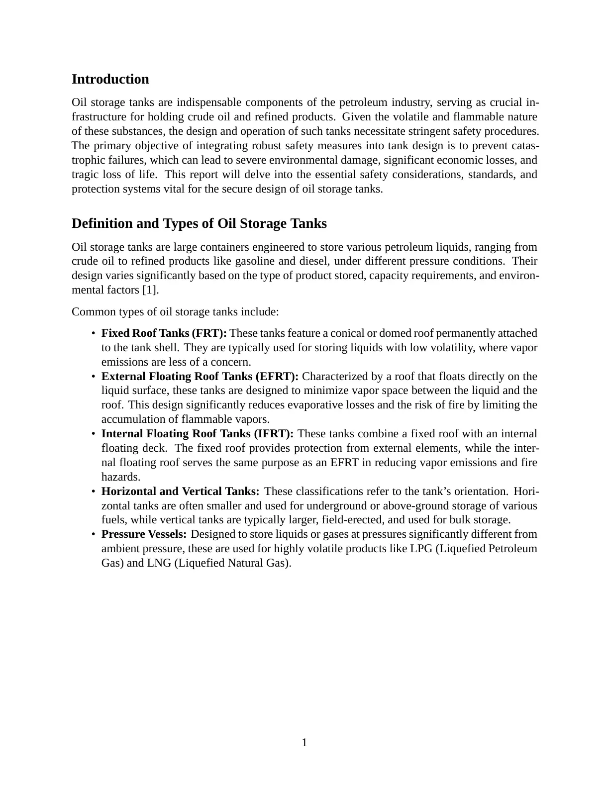 غلاف تقرير Oil Storage Tanks Safety: Design, Operation, and Safety Standards in the Petroleum Industry