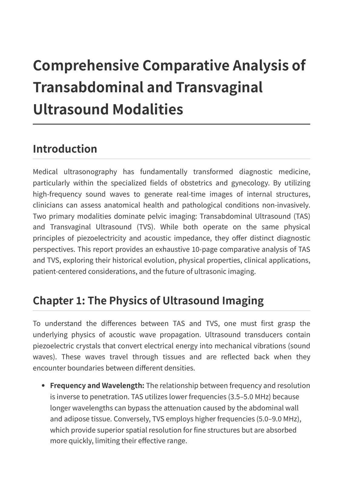 غلاف تقرير Comprehensive Comparative Analysis of Transabdominal and Transvaginal Ultrasound Modalities