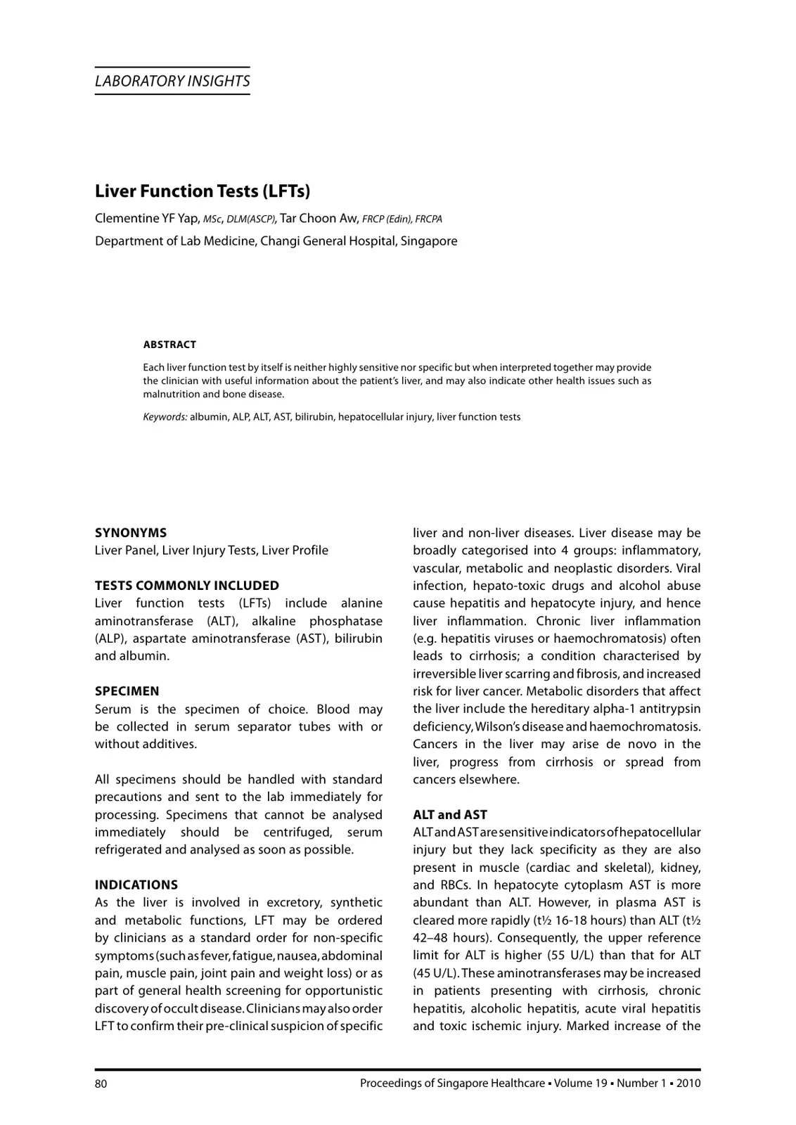 غلاف تقرير Liver Function Tests (LFTs)