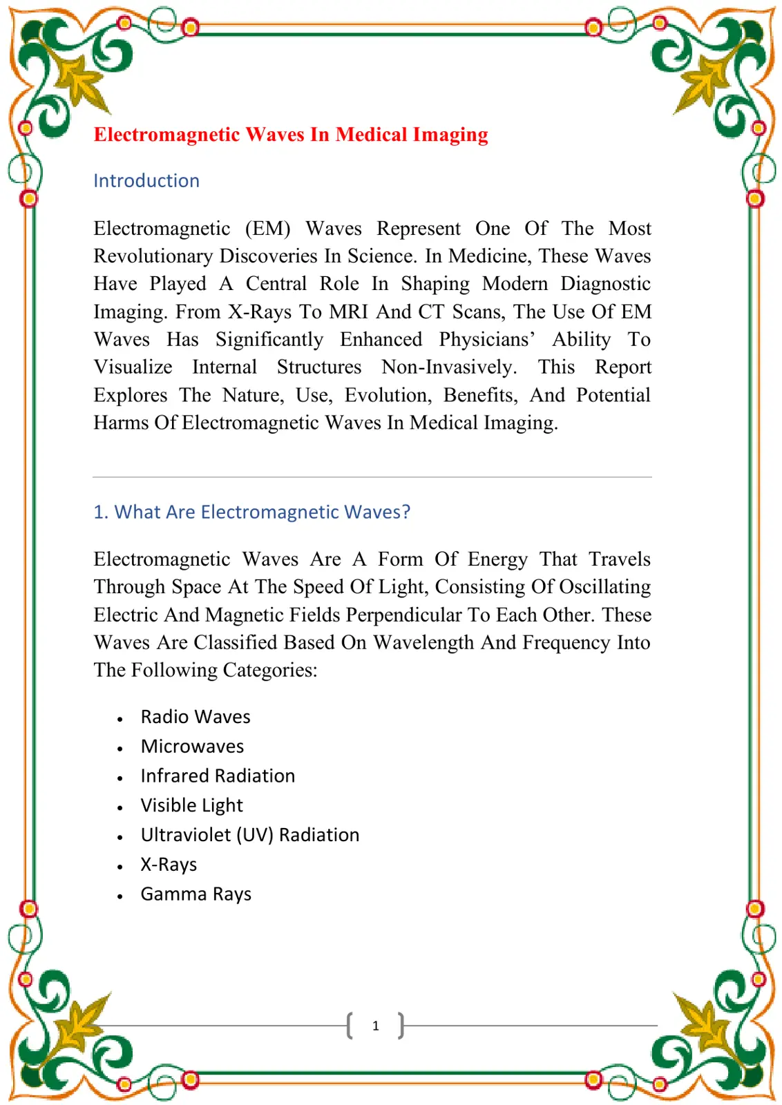 غلاف تقرير Electromagnetic Waves In Medical Imaging
