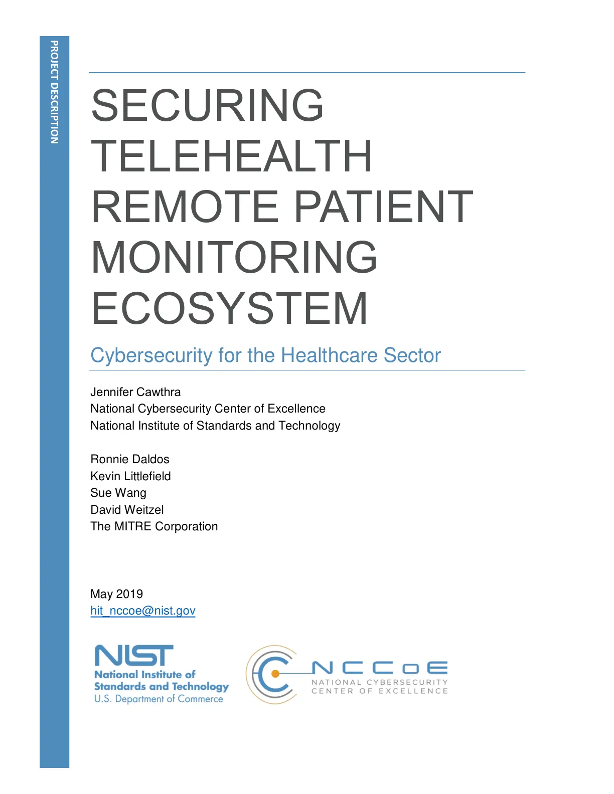 غلاف تقرير SECURING TELEHEALTH REMOTE PATIENT MONITORING ECOSYSTEM: Cybersecurity for the Healthcare Sector