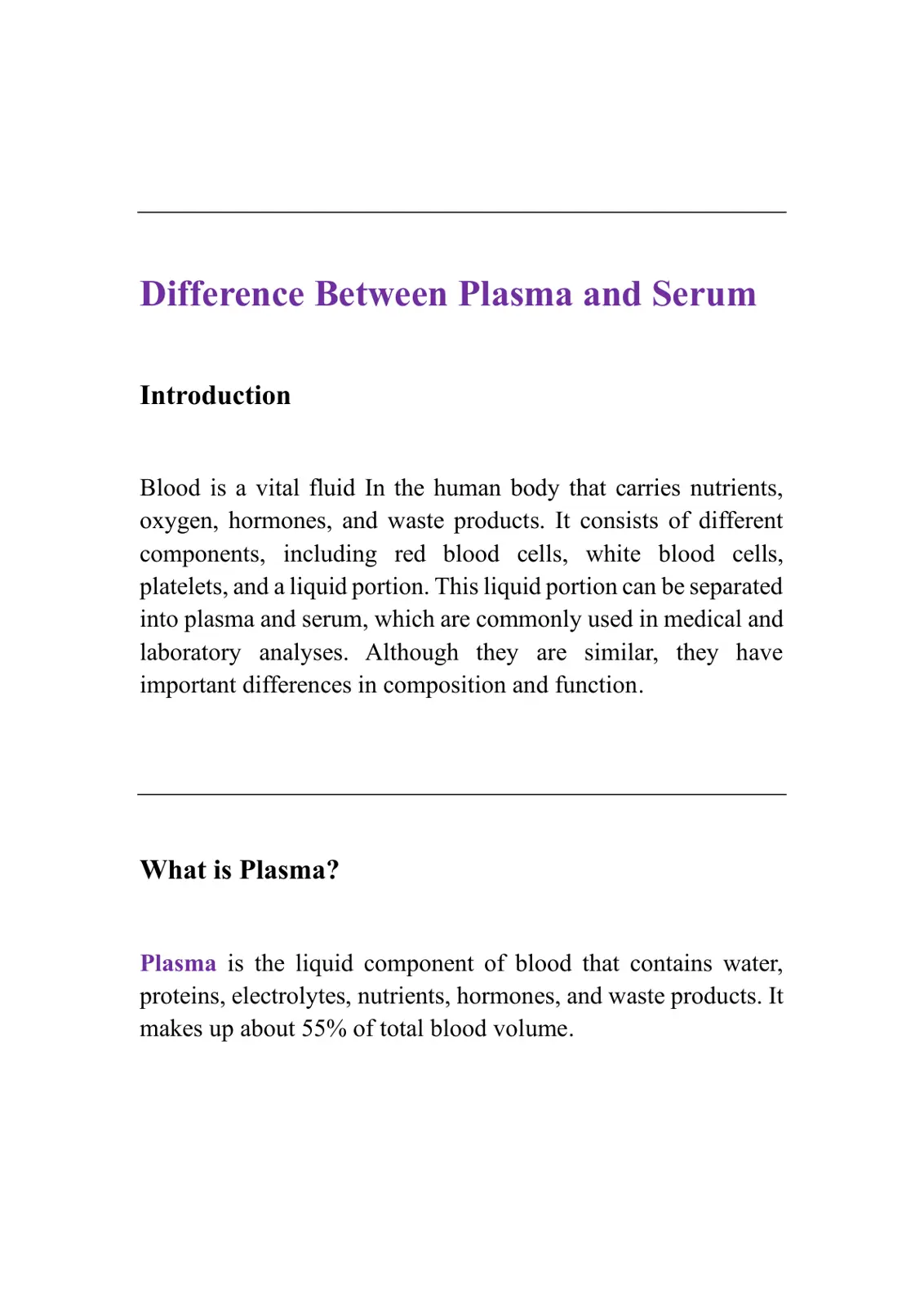 غلاف تقرير Difference Between Plasma and Serum