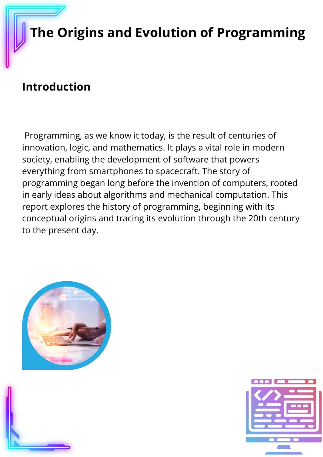 غلاف تقرير The Origins and Evolution of Programming
