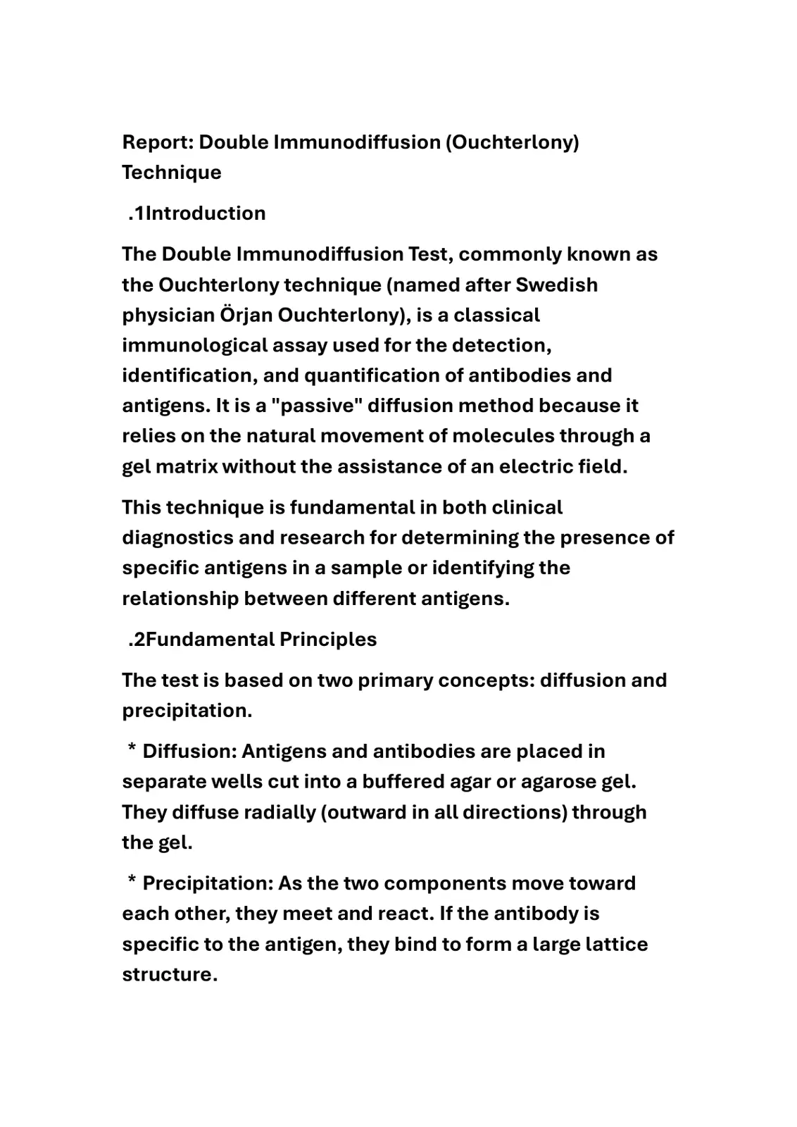 غلاف تقرير Double Immunodiffusion (Ouchterlony) Technique