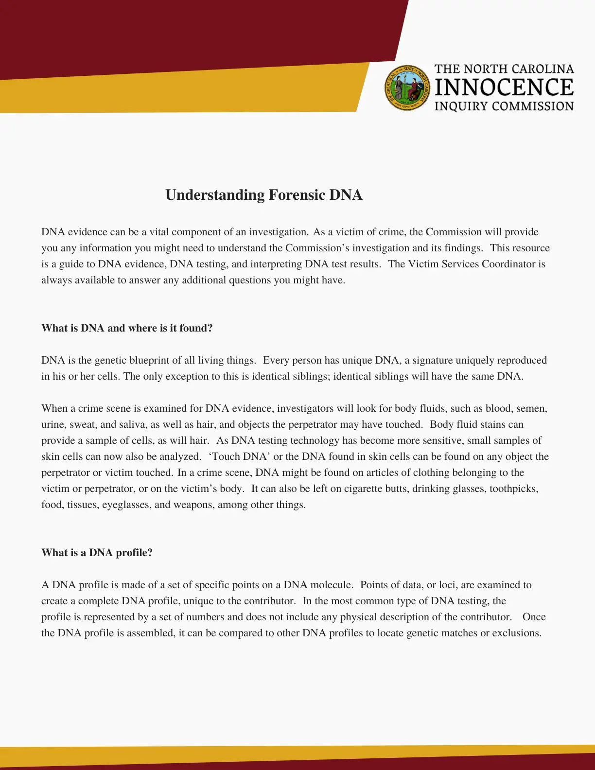 غلاف تقرير Understanding Forensic DNA