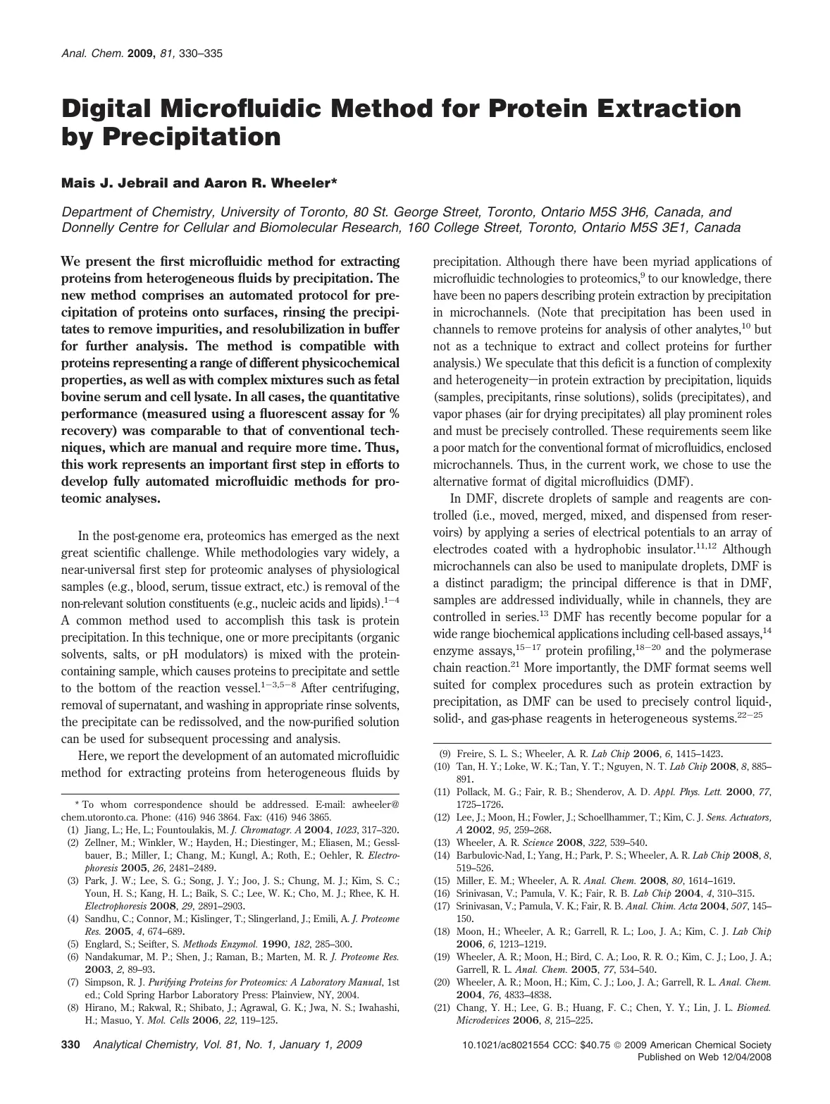غلاف تقرير Digital Microfluidic Method for Protein Extraction by Precipitation