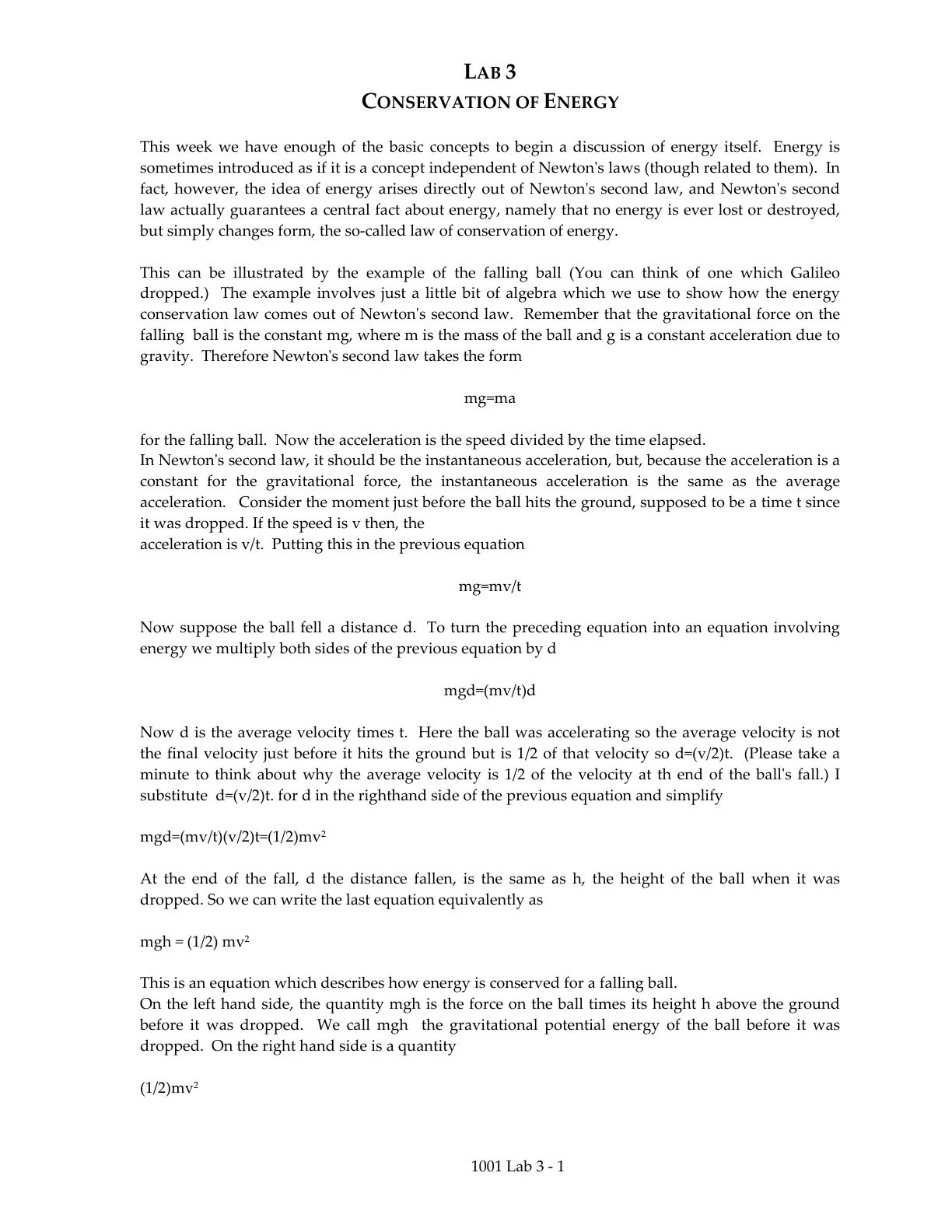 غلاف تقرير LAB 3 - Conservation of Energy