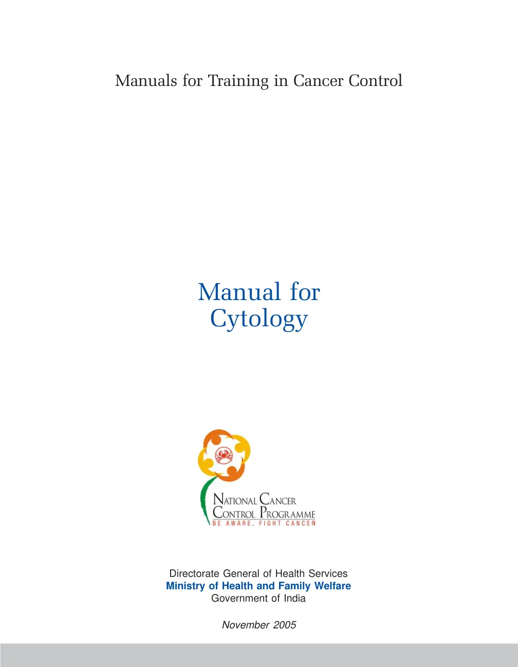 غلاف تقرير Manual for Cytology