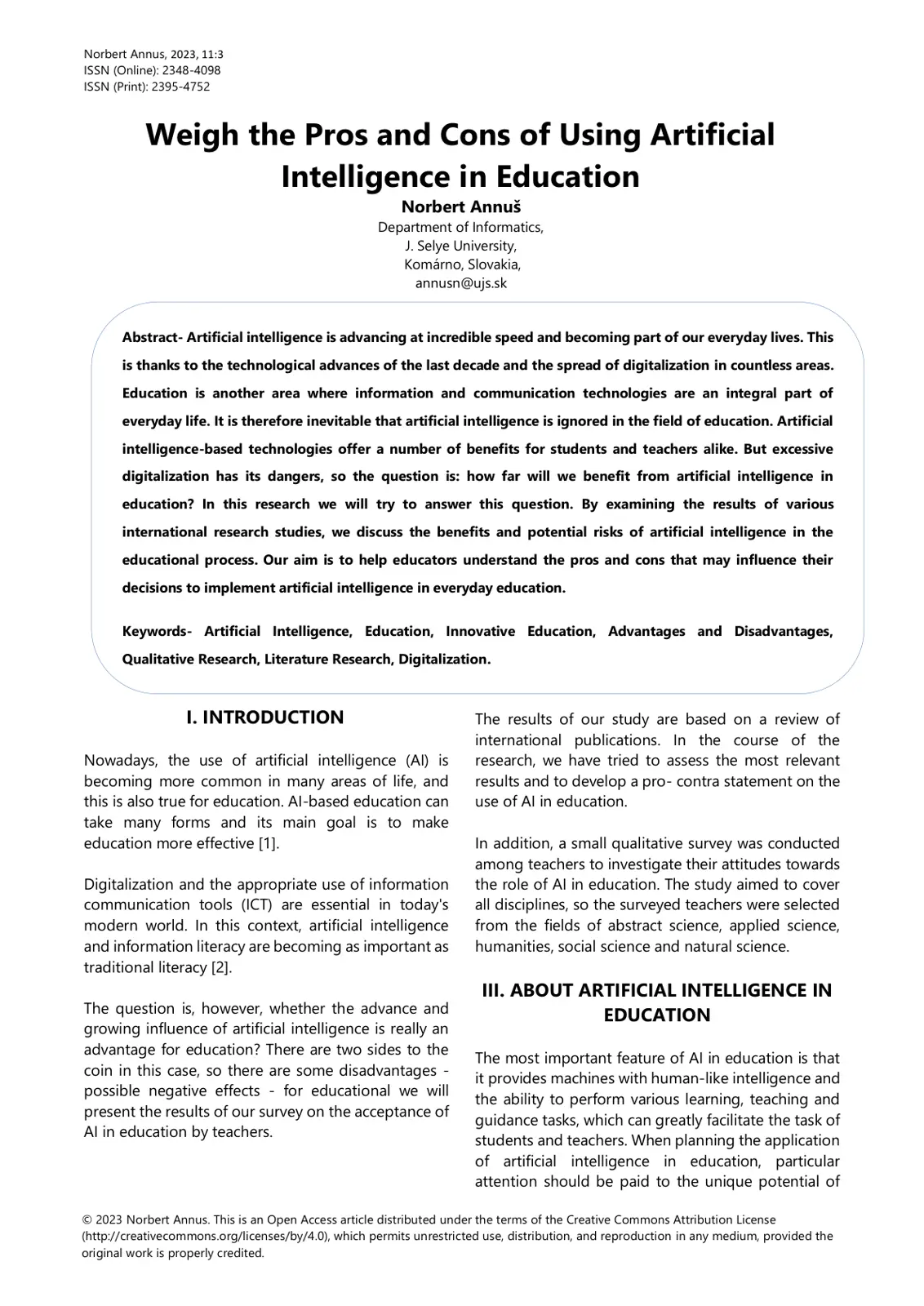 غلاف تقرير Weigh the Pros and Cons of Using Artificial Intelligence in Education