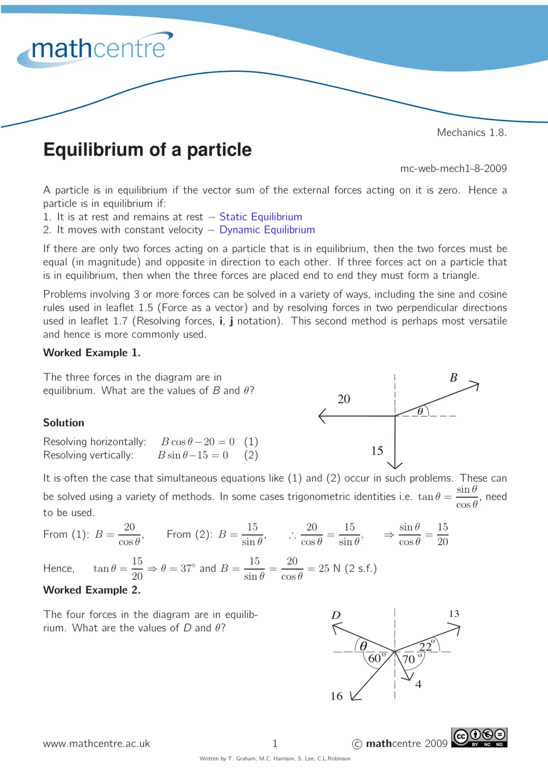 غلاف تقرير Mechanics 1.8 Equilibrium of a particle