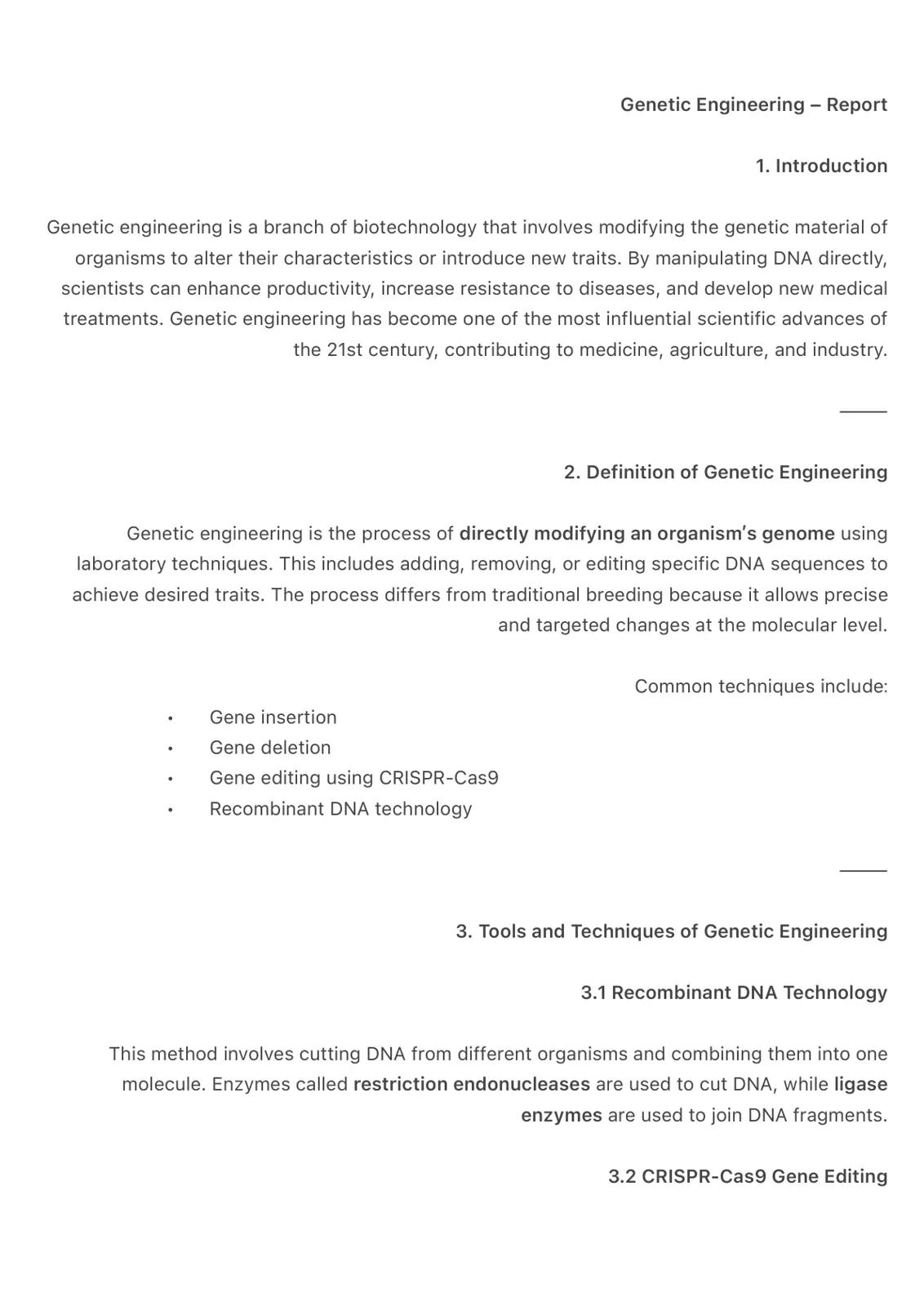 غلاف تقرير Genetic Engineering - Report