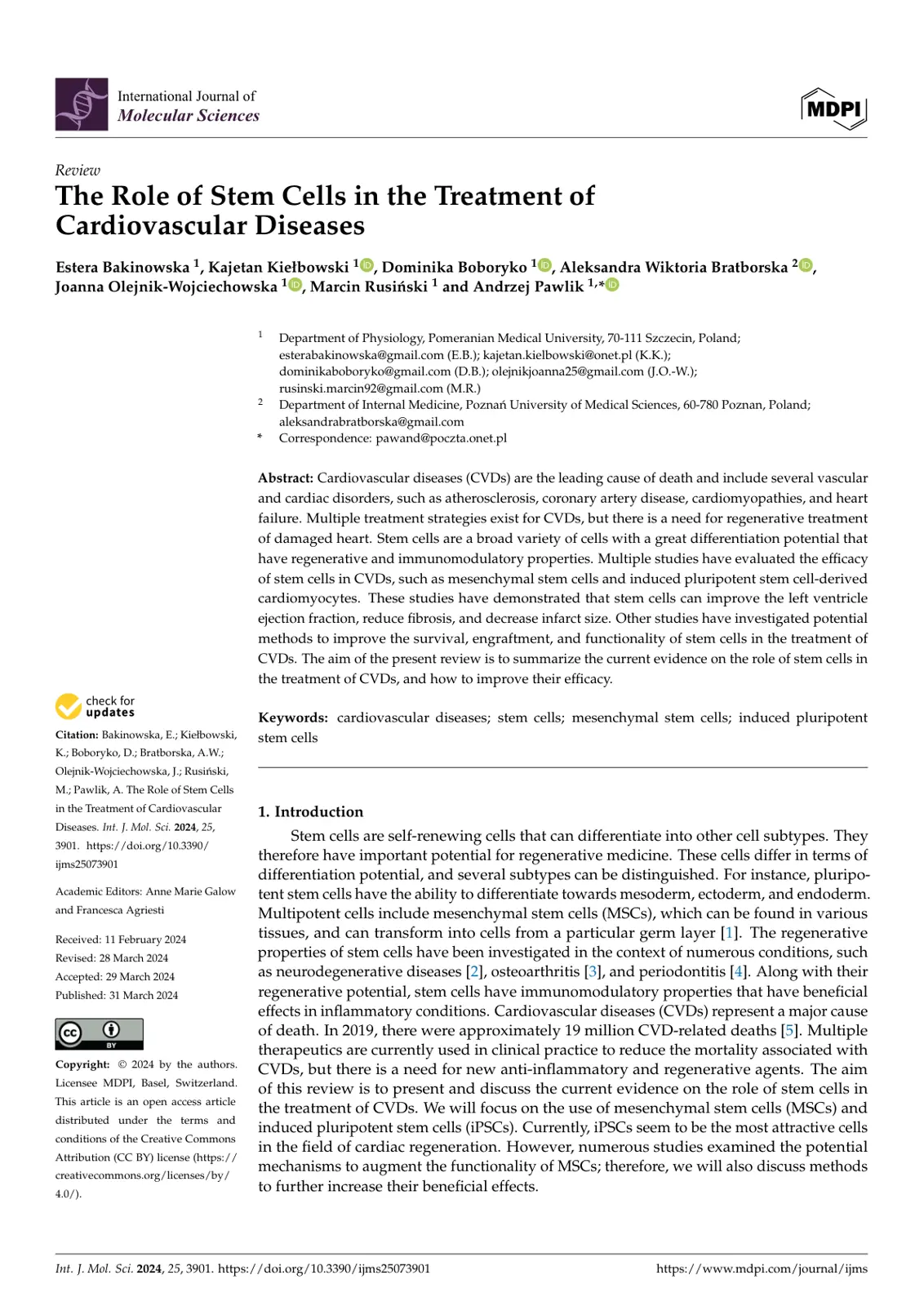غلاف تقرير The Role of Stem Cells in the Treatment of Cardiovascular Diseases