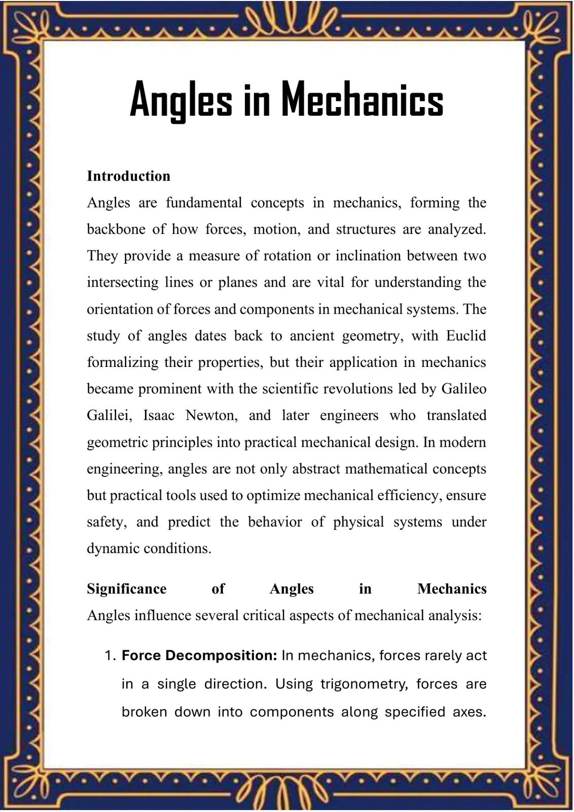 غلاف تقرير Angles in Mechanics