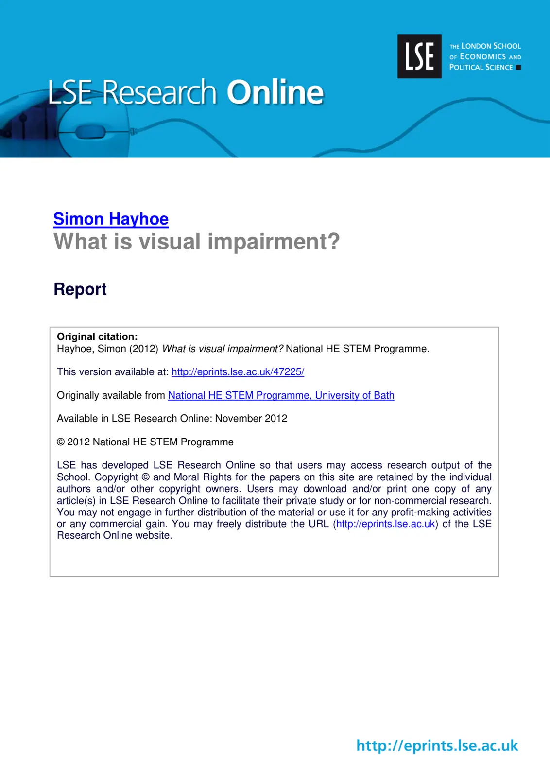 غلاف تقرير What is visual impairment?