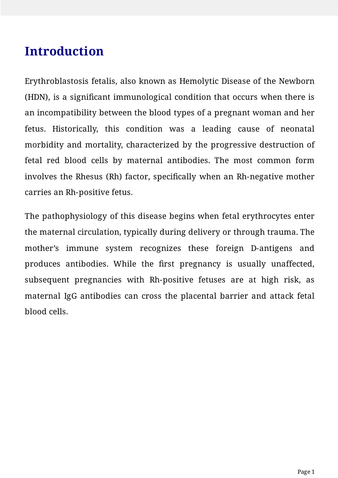 غلاف تقرير Erythroblastosis fetalis, also known as Hemolytic Disease of the Newborn (HDN)