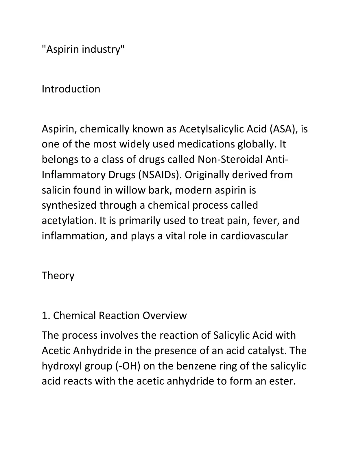 غلاف تقرير Aspirin industry